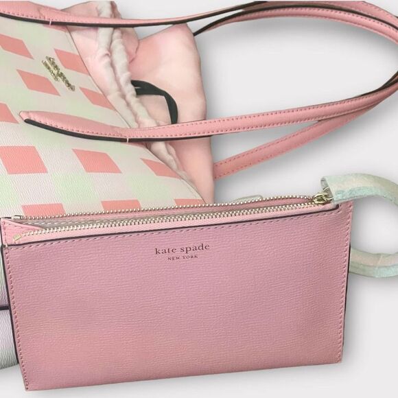 Kate Spade Pink Bag New York All Day Large Tote, Grapefruit Soda Gingham - Picture 7 of 10